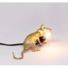 SELETTI Mouse Lamp Gold Lie Down/Lop Black Cable
